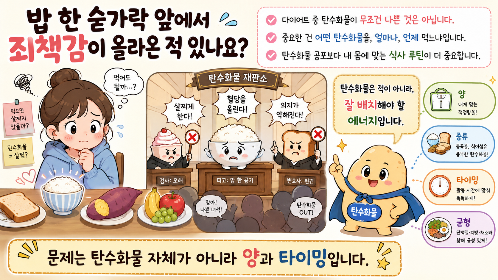 다이어트 중 탄수화물은 무조건 끊어야 하는지 설명하는 내 몸 이야기 썸네일
