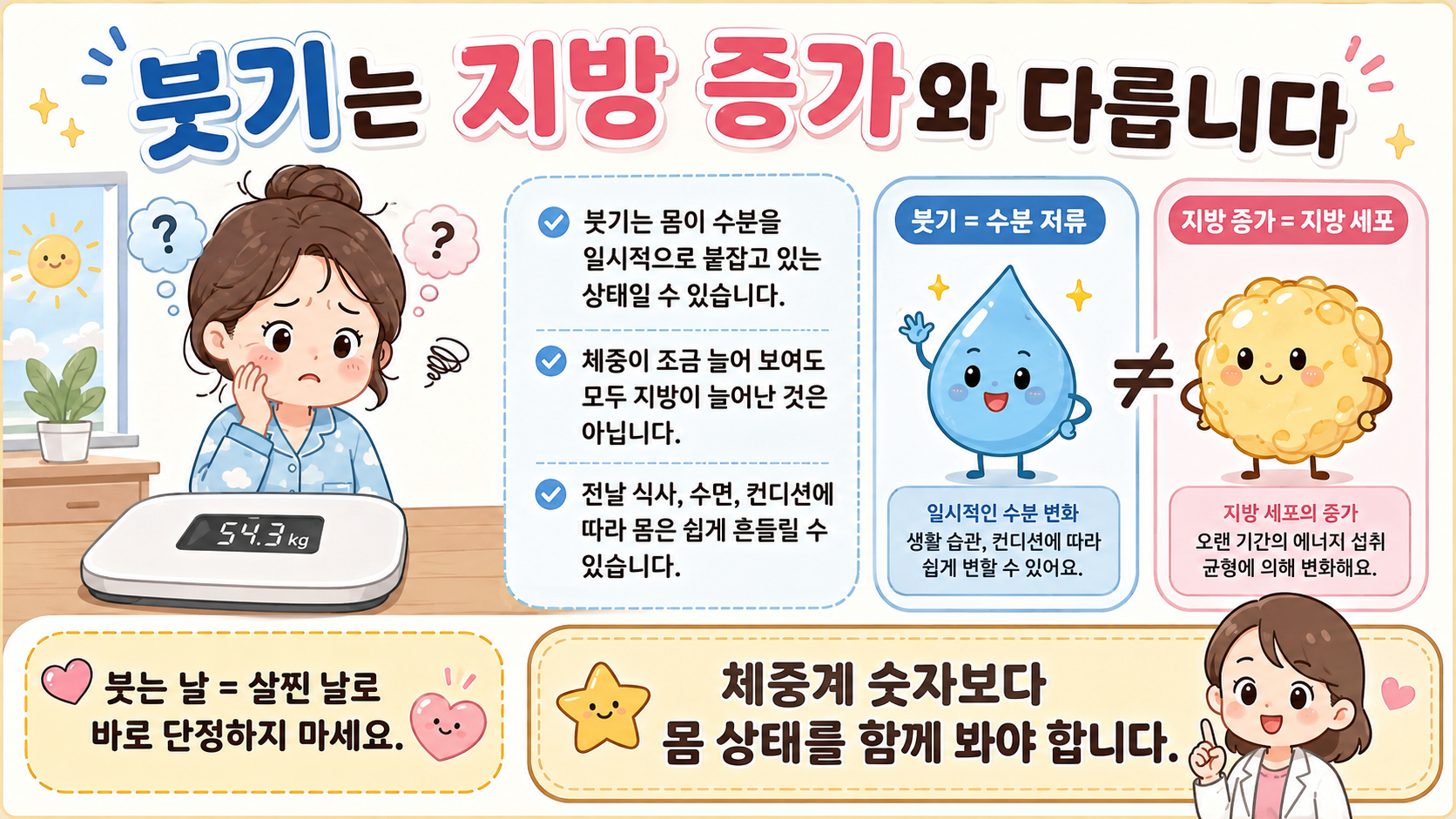 수분 정체 체중 증가 관련 내용을 쉽게 설명하는 내 몸 이야기 이미지 01