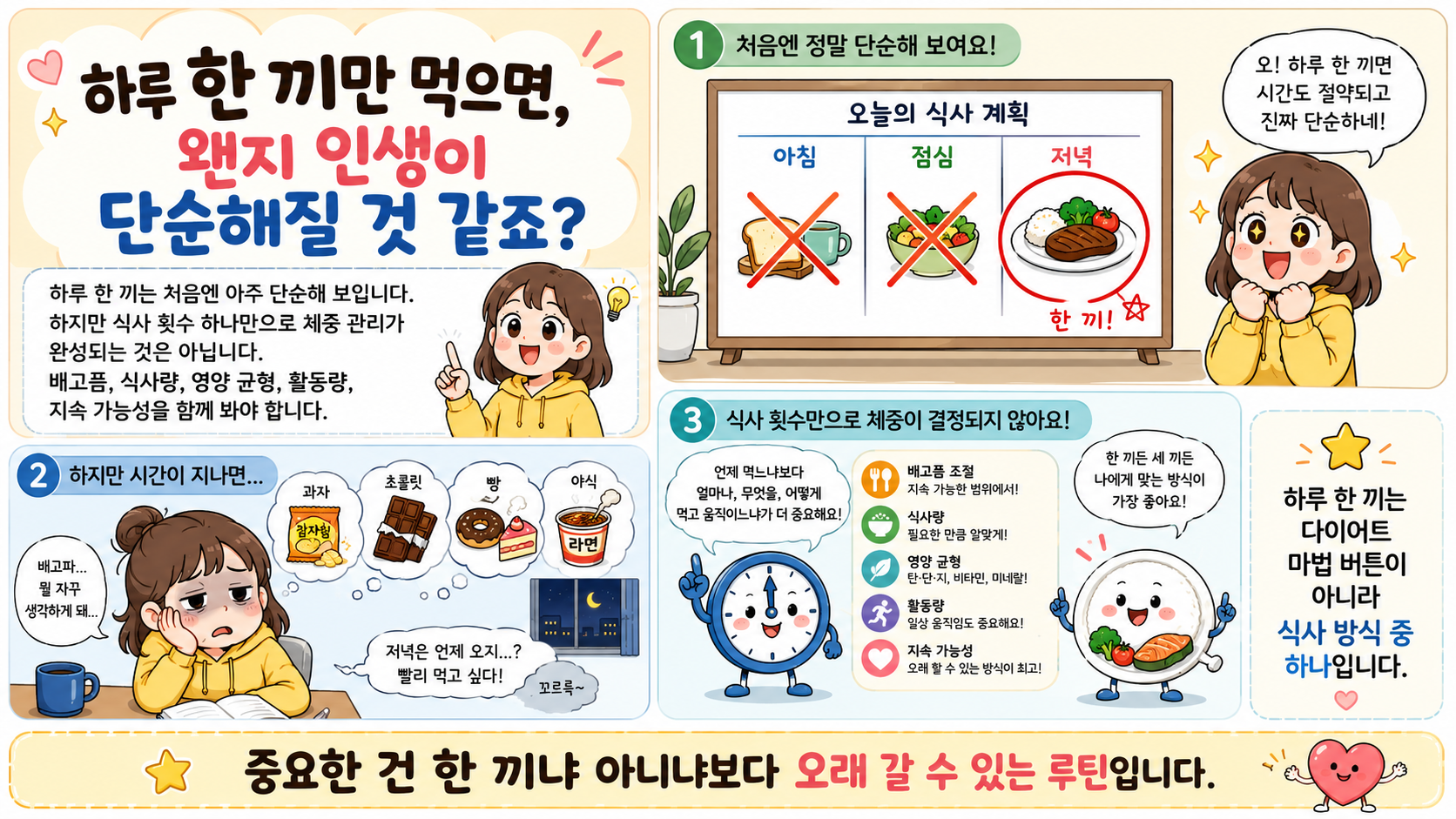 하루 한 끼만 먹으면 살이 더 잘 빠지는지 설명하는 내 몸 이야기 썸네일