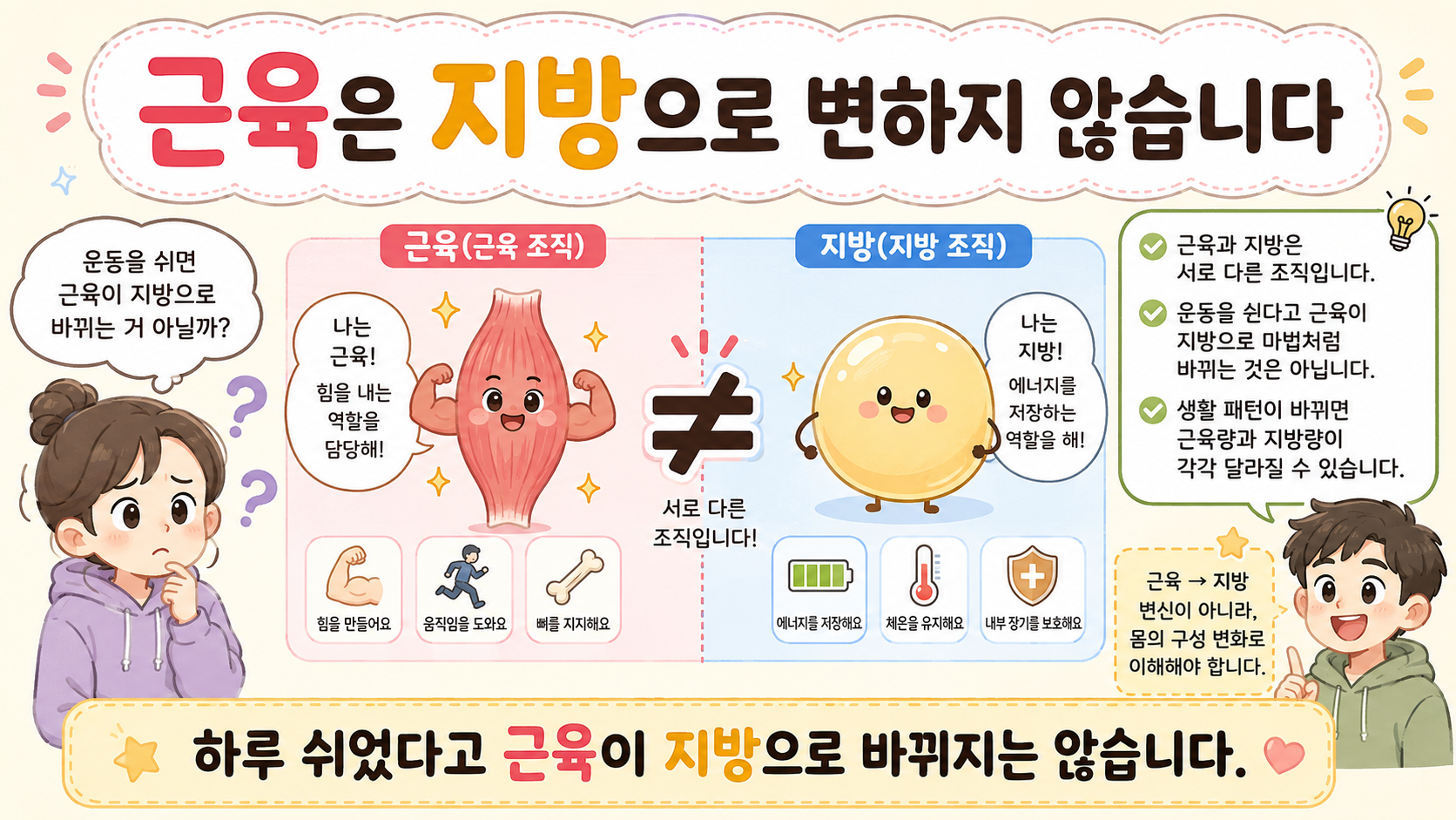 근육이 지방으로 변하나요 관련 내용을 쉽게 설명하는 내 몸 이야기 이미지 01