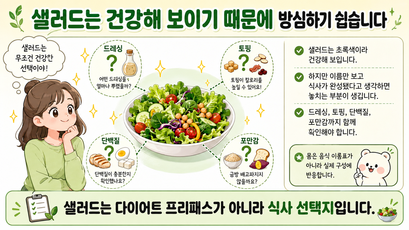 샐러드만 먹는데 살 안 빠짐 관련 내용을 쉽게 설명하는 내 몸 이야기 이미지 01
