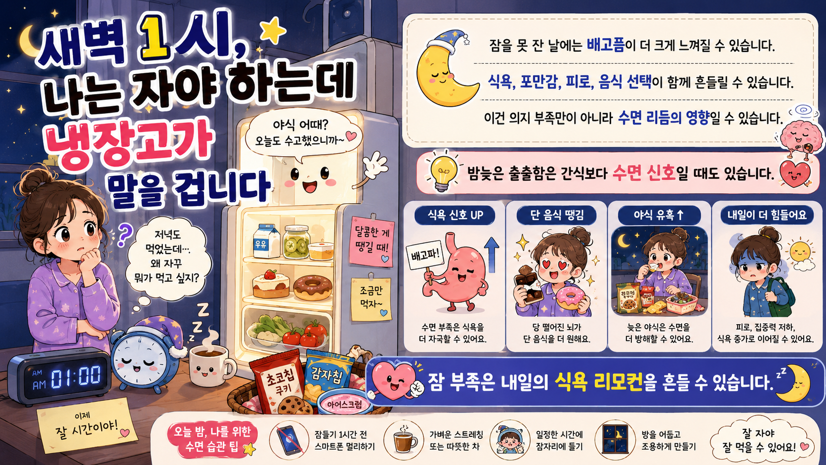 잠을 못 잔 다음 날 더 배고픈 이유를 설명하는 내 몸 이야기 썸네일