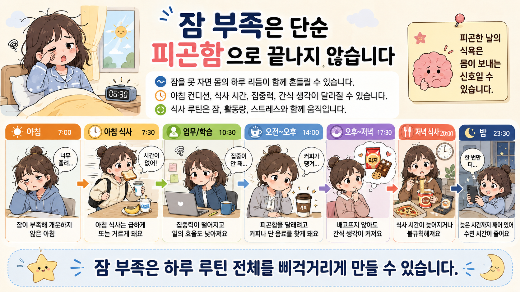 수면 부족 식욕 관련 내용을 쉽게 설명하는 내 몸 이야기 이미지 01