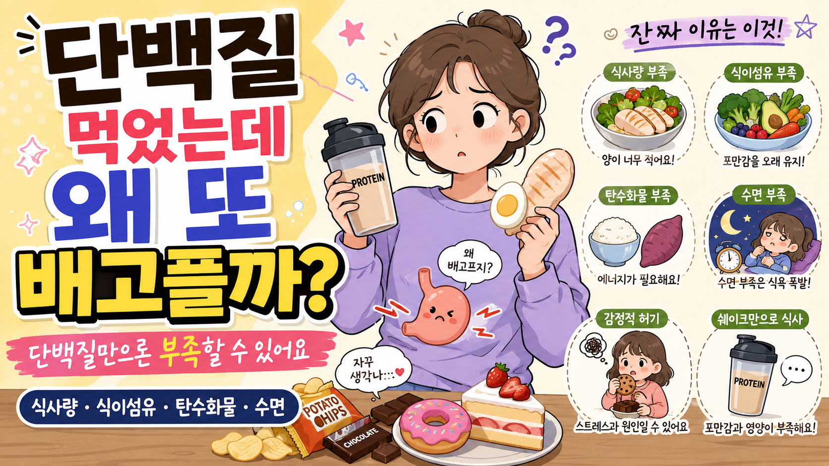 단백질을 먹었는데도 계속 배고픈 이유를 설명하는 내 몸 이야기 썸네일