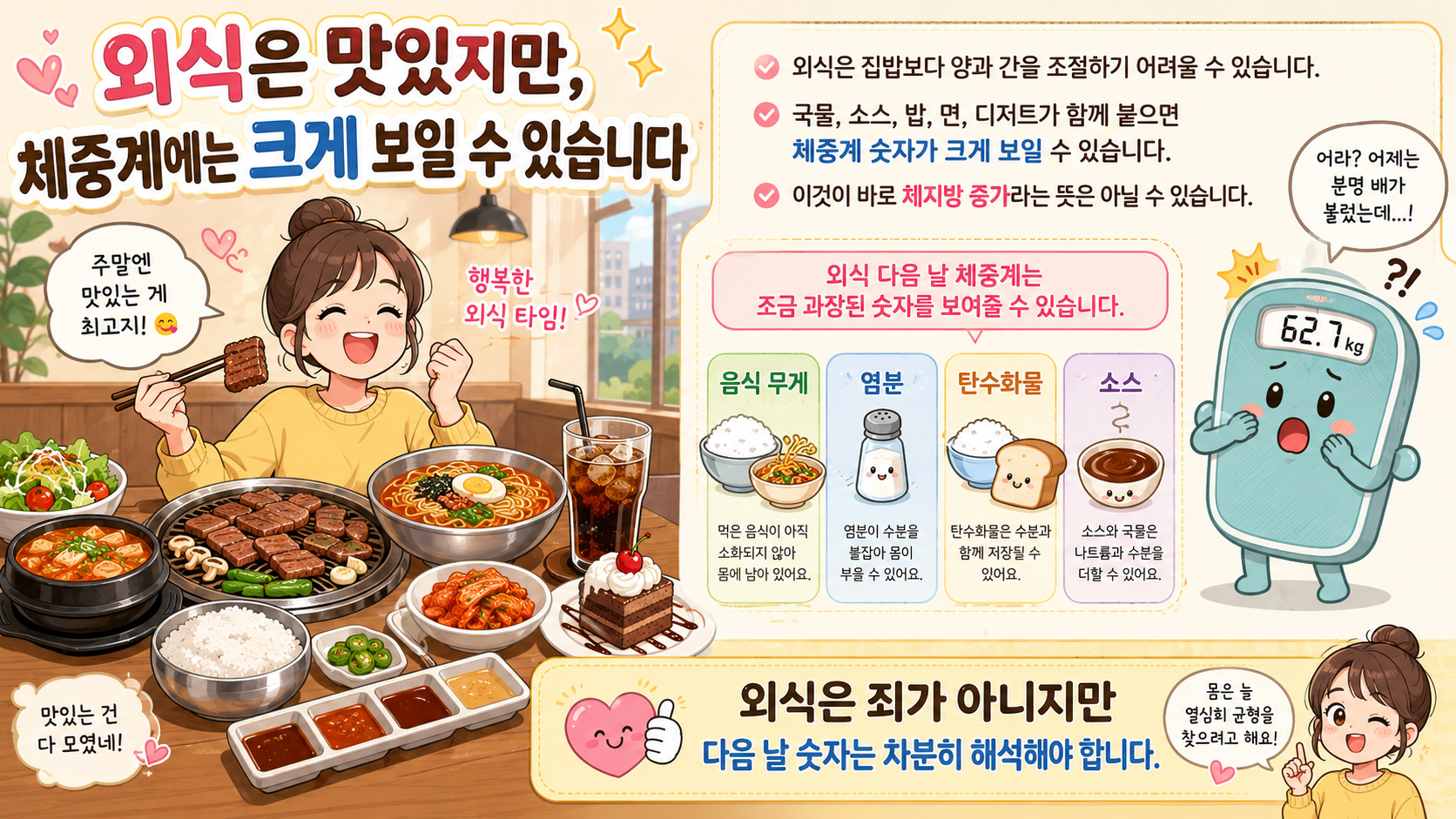 외식 후 체중 증가 관련 내용을 쉽게 설명하는 내 몸 이야기 이미지 02