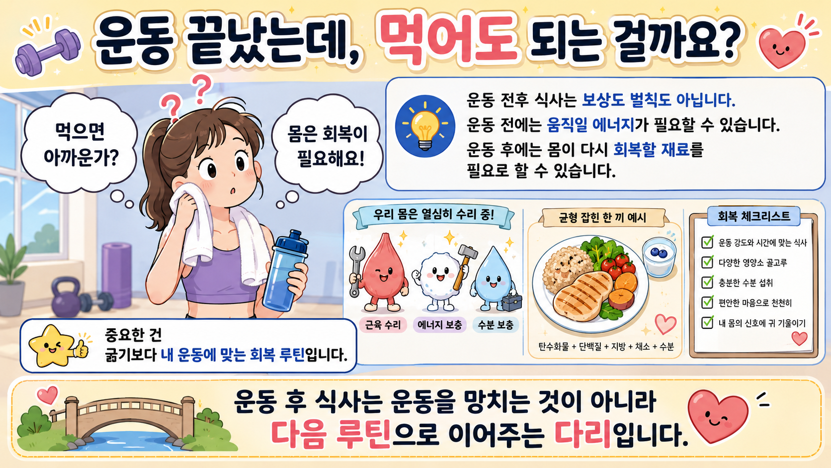 운동 전후 식사와 회복 루틴을 설명하는 내 몸 이야기 썸네일
