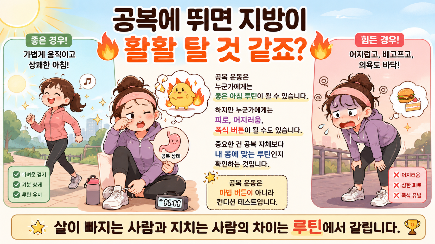 공복 운동 효과와 사람별 차이를 설명하는 내 몸 이야기 썸네일