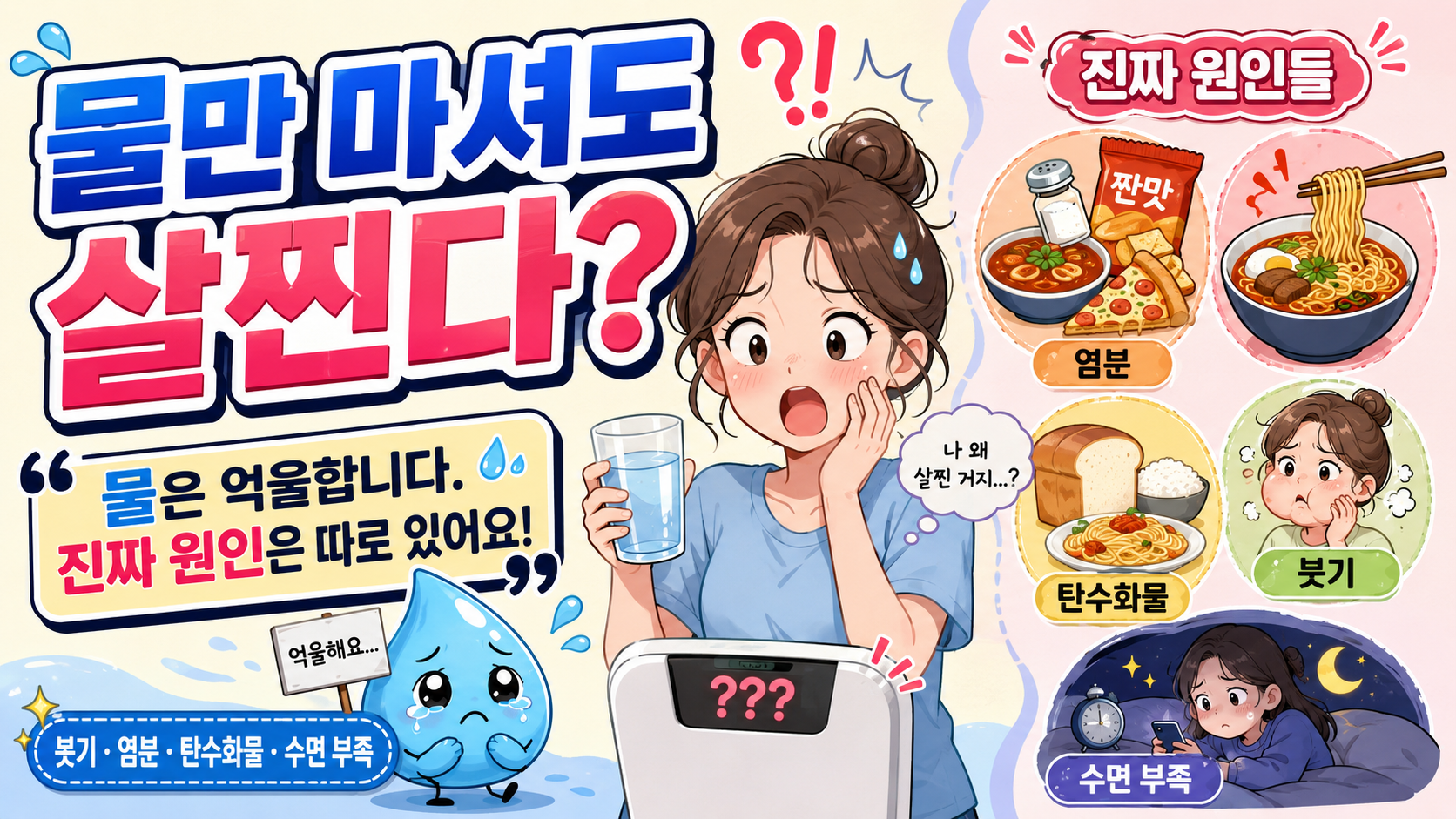 물만 마셔도 살찐 것처럼 느껴지는 이유를 설명하는 내 몸 이야기 썸네일